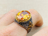 Men's Citrine Stone 925 Sterling Silver Ring - TryAladdin