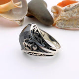 Men's Double - Headed Eagle Onyx Ring - TryAladdin