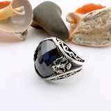 Men's Double - Headed Eagle Onyx Ring - TryAladdin