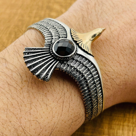 Men's Eagle Adjustable Silver Bracelet - TryAladdin