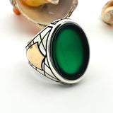 Men’s Green Agate Ottoman Ring - TryAladdin