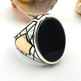 Men's Green Agate Stone Silver Ring - TryAladdin