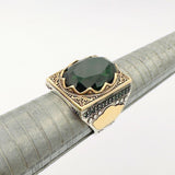 Men's Green Emerald Silver Ring - TryAladdin