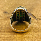 Men's Green Emerald Silver Ring - TryAladdin