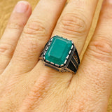 Men's Green Paraiba Silver Ring - TryAladdin