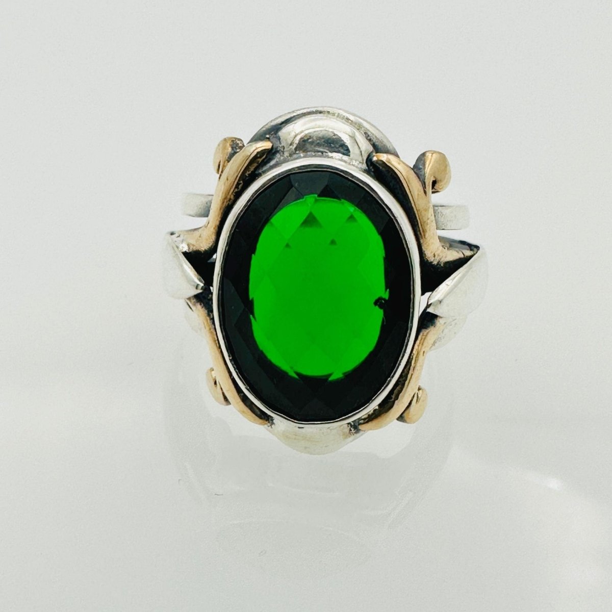 Men's Green Zircon Silver Ring - TryAladdin