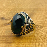 Men's Green Zircon Silver Ring - TryAladdin