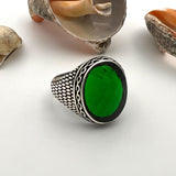 Men's Green Zircon Stone Silver Ring - TryAladdin