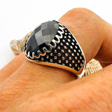 Men's Handmade Silver Onyx Ring - TryAladdin