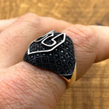 Men's Helmet Onyx Ring - TryAladdin