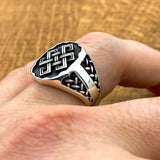 Men's Knitting Pattern Silver Ring - TryAladdin