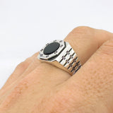 Men's Natural Black Onyx Silver Ring - TryAladdin