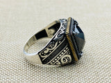 Men's Onyx Stone Black 925 Sterling Silver Ring - TryAladdin