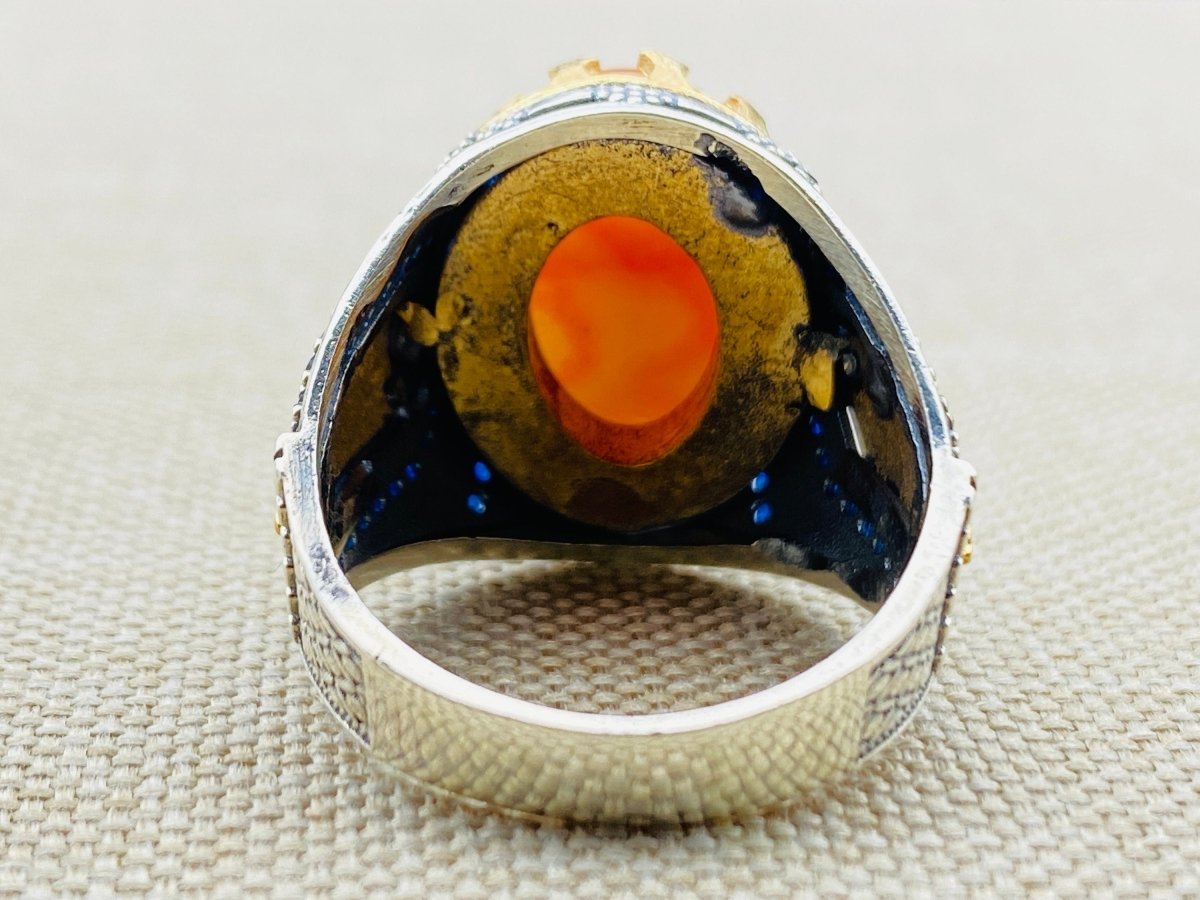 Men's Orange Agate Stone Ring - TryAladdin