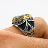 Men's Oval Onyx Silver Ring - TryAladdin