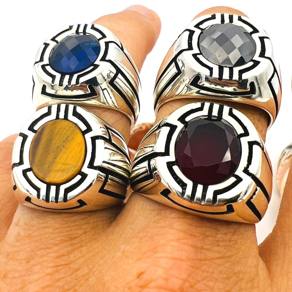 Men's Oval Red Ruby Stone Ring - TryAladdin