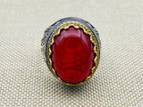 Men's Red Agate Stone Ring - TryAladdin