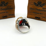 Men's Red Agate Stone Silver Ring - TryAladdin