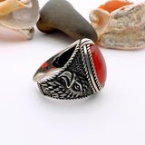 Men's Red Agate Stone Silver Ring - TryAladdin