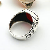 Men's Red Agate Stone Silver Ring - TryAladdin