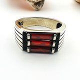 Men's Red Ruby Stone Silver Ring - TryAladdin