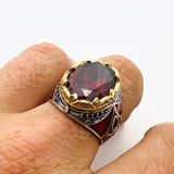 Men's Ruby Stone Silver Ring - TryAladdin