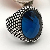 Men's Sapphire Stone Blue 925 Sterling Silver Ring - TryAladdin