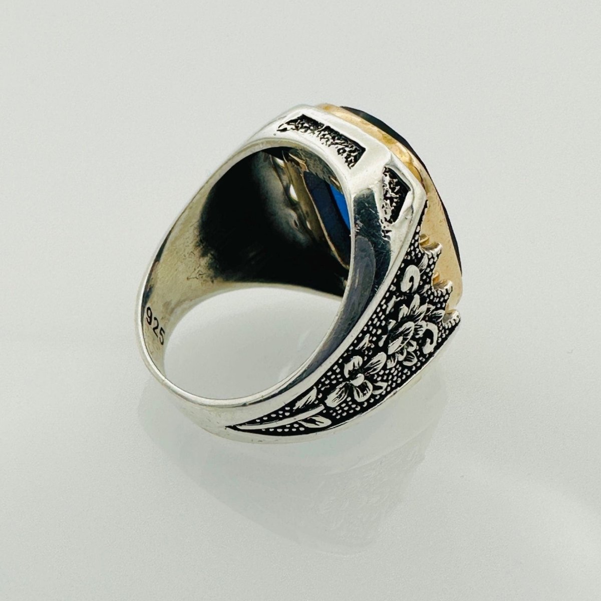 Men's Sapphire Stone Silver Ring - TryAladdin