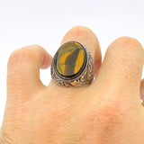 Men's Tiger Eye Silver Ring - TryAladdin