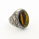 Men's Tiger Eye Silver Ring - TryAladdin