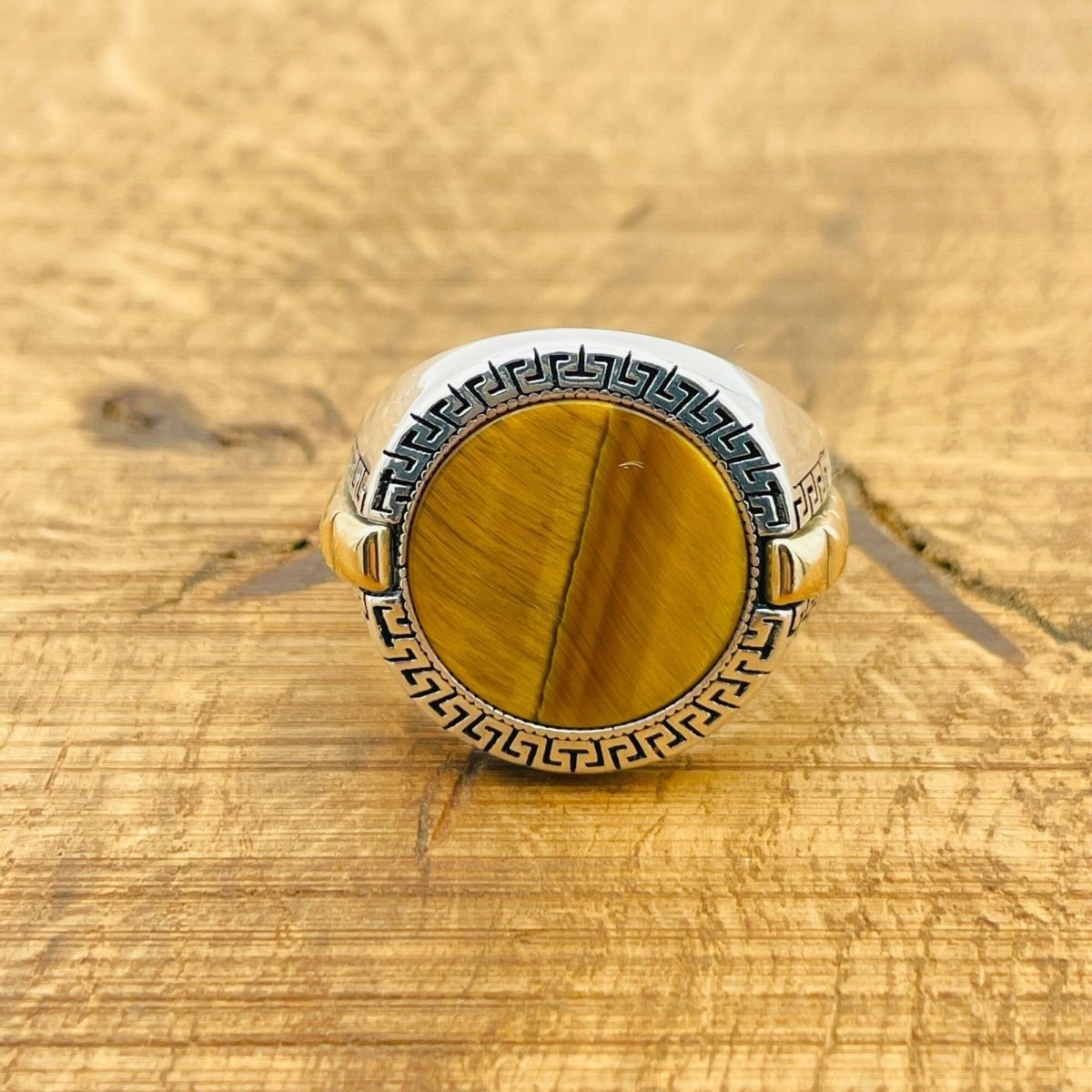 Men's Tiger's Eye Silver Ring - TryAladdin