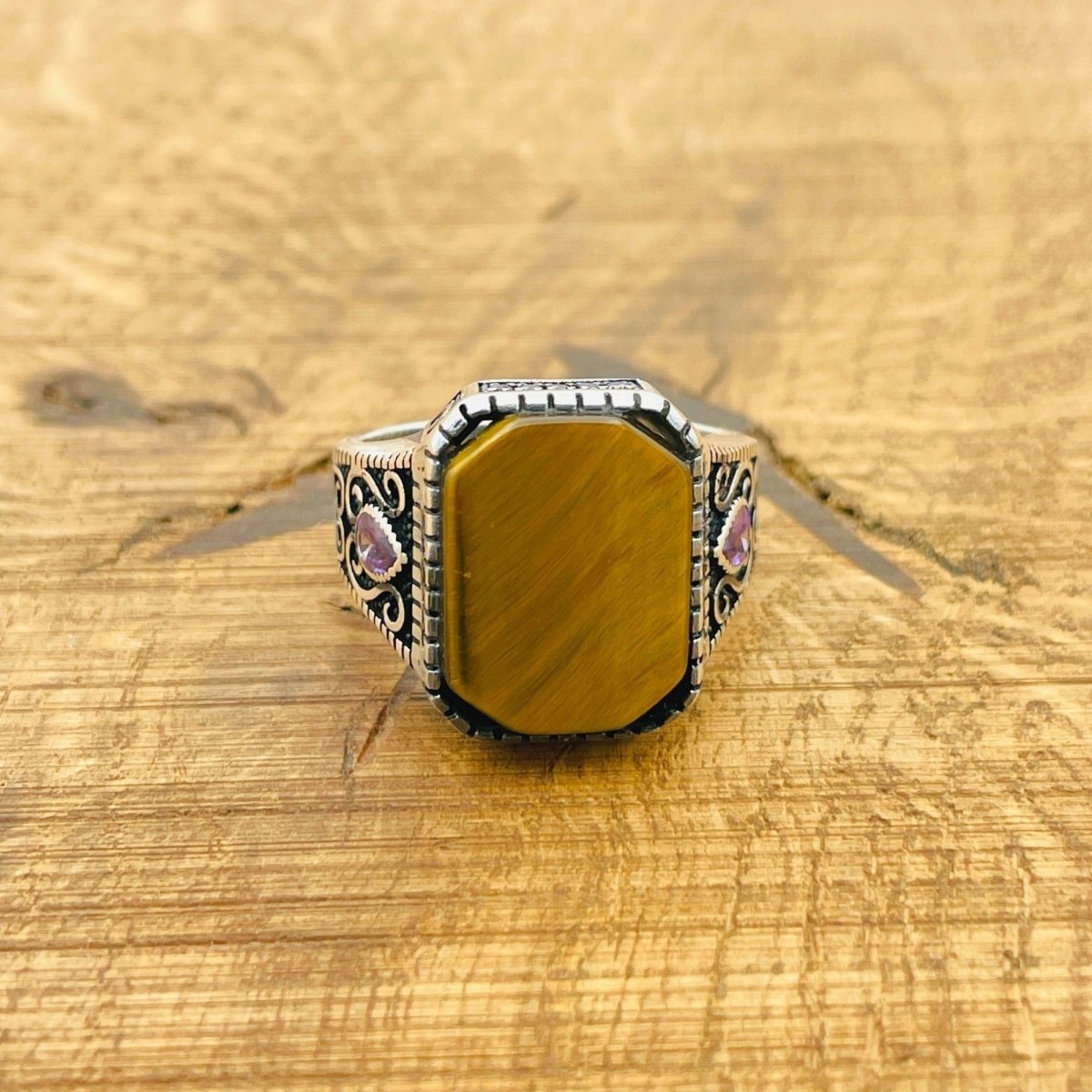 Men's Tiger's Eye Silver Ring - TryAladdin