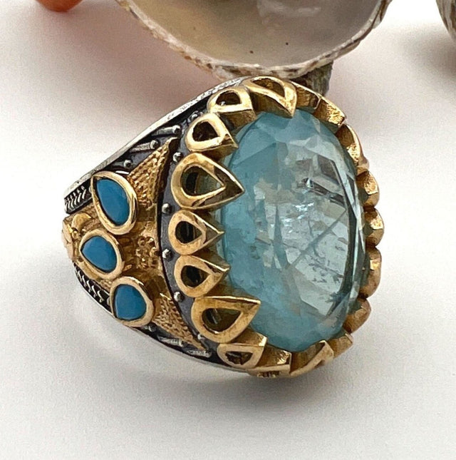 Men's Tourmaline Paraiba Stone Ring - TryAladdin