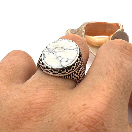 Men's Turquoise Stone Handmade Silver Ring - TryAladdin