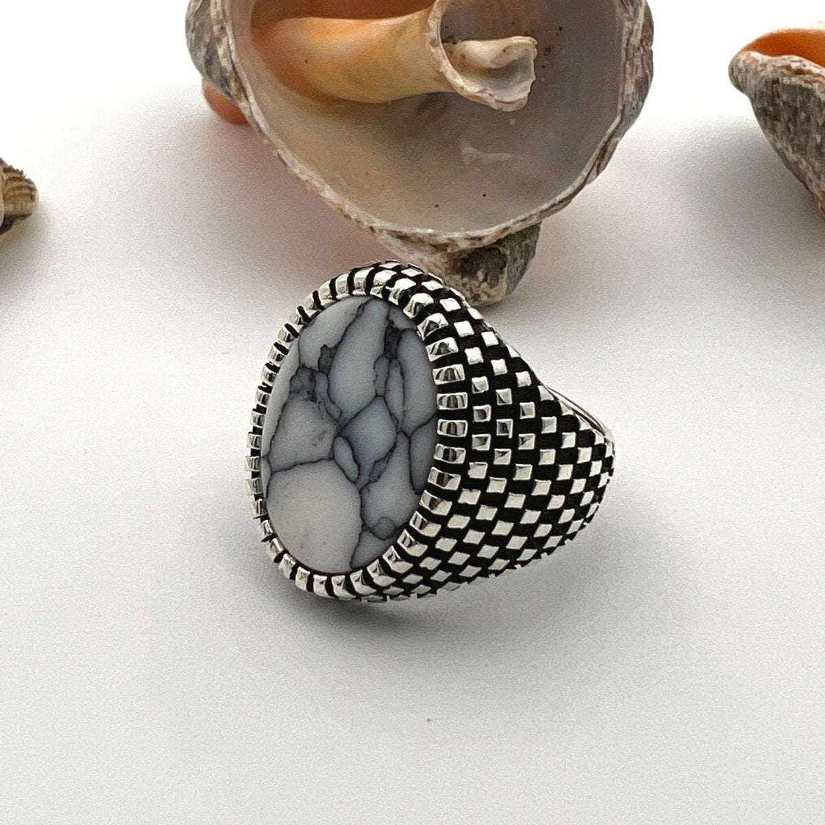 Men's Turquoise Stone Handmade Silver Ring - TryAladdin