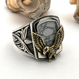 Men's Turquoise Stone Handmade Silver Ring - TryAladdin