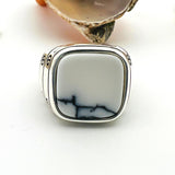 Men's White Turquoise Gemstone Silver Ring - TryAladdin