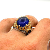 Men's Yemeni Aqeeq Stone Blue Agate Ring - TryAladdin