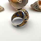 Men's Yemeni Aqeeq Stone Blue Agate Ring - TryAladdin