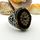 Men's Yemeni Aqeeq Stone Silver Ring - TryAladdin