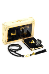 Mini Yasin, Crystal Stone Prayer Bead and Stone Designed Dhikrmatic Gift Set. Black Color - TryAladdin