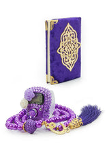 Mini Yasin, Crystal Stone Prayer Bead and Stone Designed Dhikrmatic Gift Set, Purple - TryAladdin