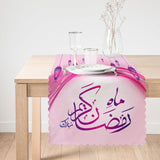 Modern Runner and Cushion Pillow Cover Set with Pink Background and Ramadan Sherif Design - TryAladdin