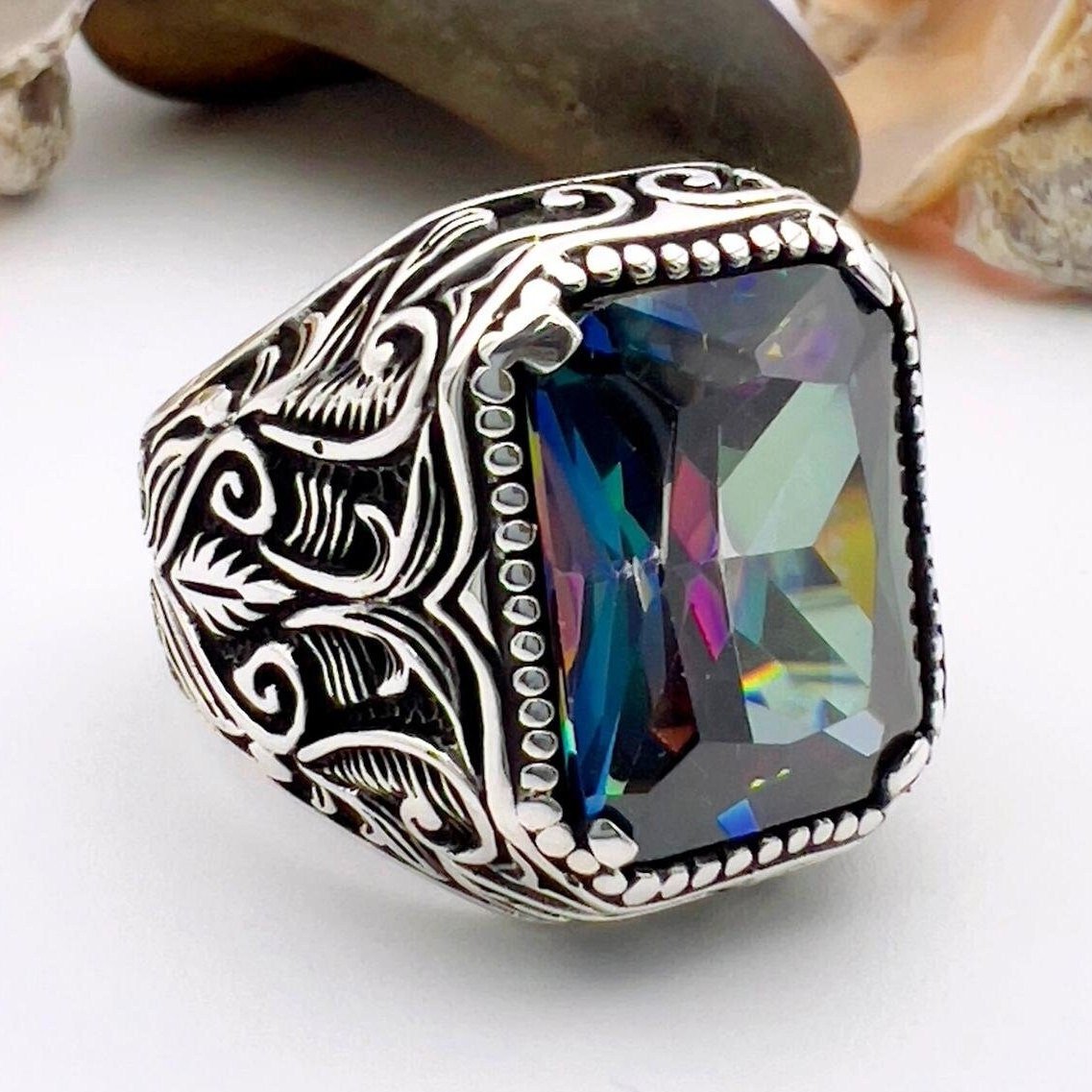 Mystic Topaz Stone Men's Ring - TryAladdin