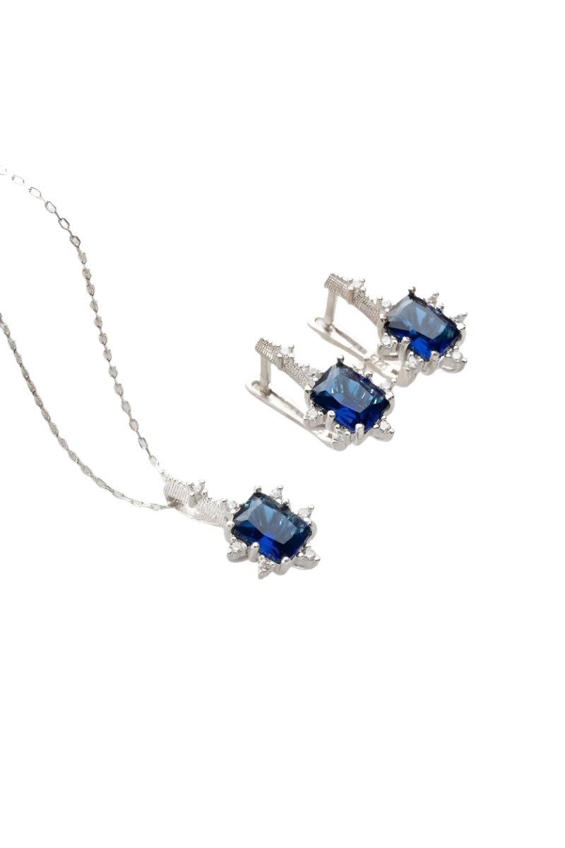 Nereze | Blue Stone Earrings and Necklace Set - TryAladdin