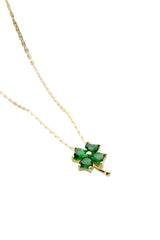 Nereze | Gold Plated Green Stone Clover Necklace - TryAladdin