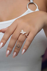 Nereze | Rose Butterfly Adjustable Size Ring - TryAladdin