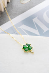 Nereze | Gold Plated Green Stone Clover Necklace - TryAladdin