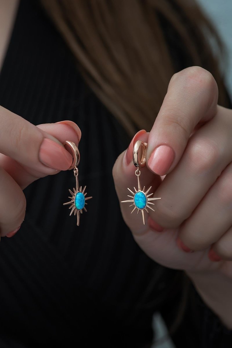 Nereze | Opal Stone Pole Star Earrings - TryAladdin