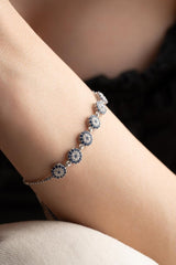 Nereze | Rhodium Nazar Evil Eye Bracelet with Adjustable Lock - TryAladdin